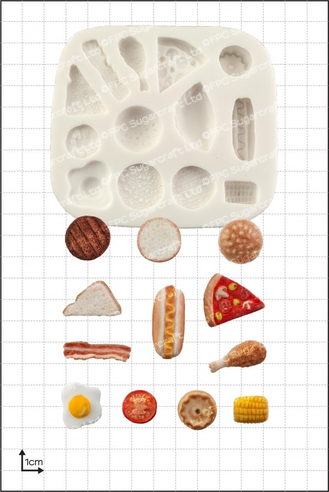 SALE!!! FPC Silicone Mould -MINIATURE FOOD - Καλούπι Σιλικόνης φαγητά μινιατούρες