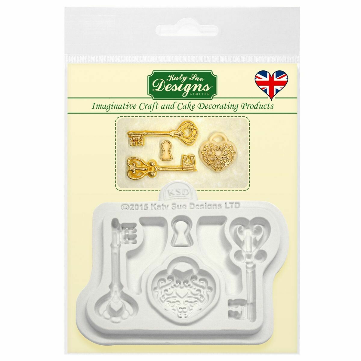 Katy Sue Silicone Mould -DECORATIVE KEYS &amp; LOCKET -Καλούπι Σιλικόνης Κλειδιά και Λουκέτο