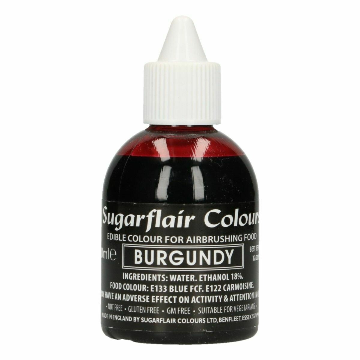 Sugarflair Airbrush Colour -MATT BURGUNDY -Χρώμα Αερογράφου ματ -Μπορντώ 60ml