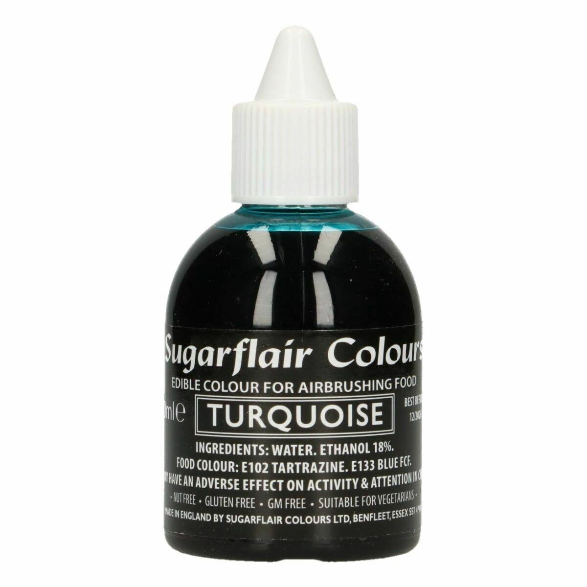 Sugarflair Airbrush Colour -MATT TURQUOISE -Χρώμα Αερογράφου Ματ Τιρκουάζ 60ml