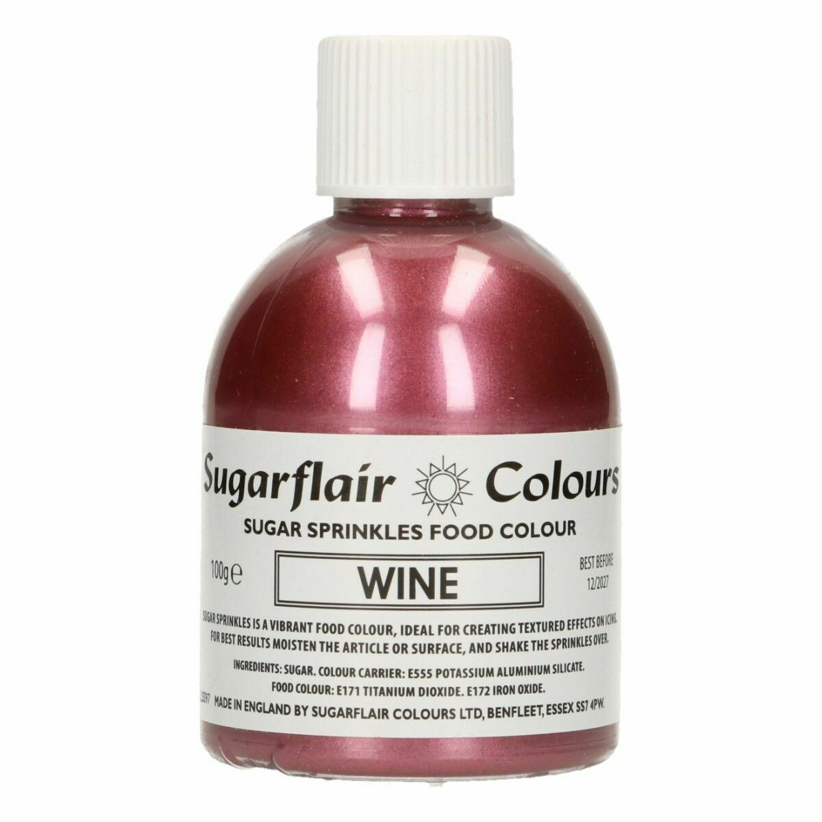 Sugarflair -Sparkling Sugar Sprinkles -WINE 100g - Χρωματιστή Ζάχαρη - Χρώμα Κόκκινου Κρασιού