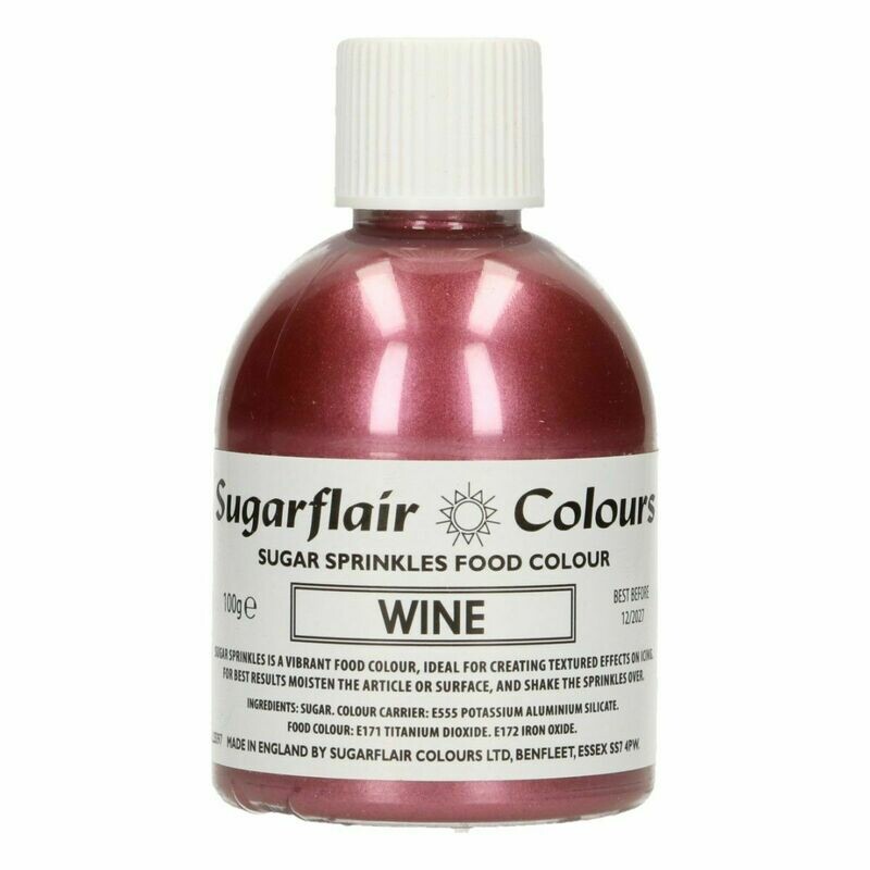 Sugarflair -Sparkling Sugar Sprinkles -WINE 100g - Χρωματιστή Ζάχαρη - Χρώμα Κόκκινου Κρασιού