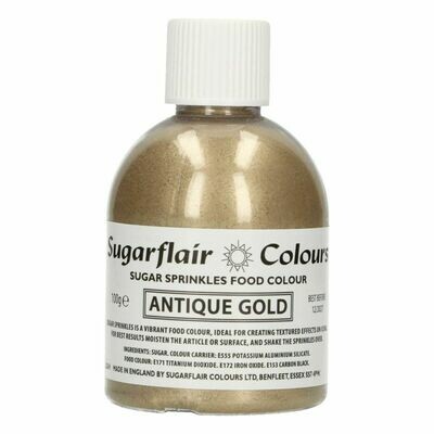 Sugarflair -Sparkling Sugar Sprinkles -ANTIQUE GOLD 100g - Χρωματιστή Ζάχαρη - Χρυσό Αντικέ