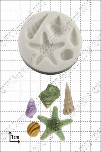 FPC Silicone Mould -SHELLS &amp; STARFISH -Καλούπι Σιλικόνης Αστερίας &amp; Κοχύλια