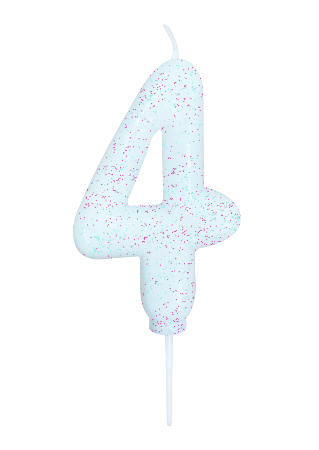By AH -Candles -IRIDESCENT WHITE  &#39;4&#39; -Κεράκι Λευκό Γκλίτερ Ιριδίζον αριθμός &#39;4&#39;