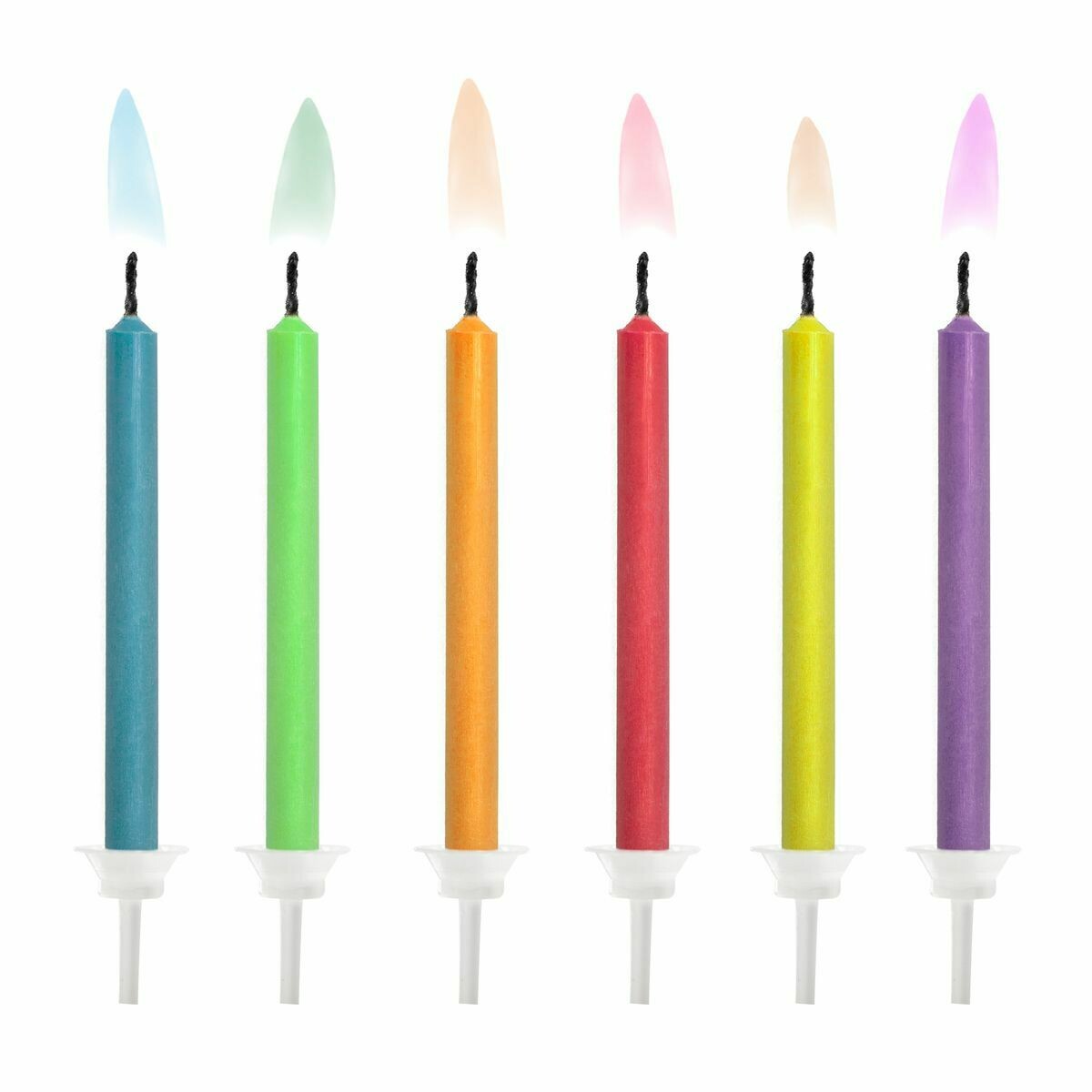 PartyDeco Birthday Candles -COLOURED FLAMES 6 τεμ. - Κεράκια Με χρωματιστή φλόγα