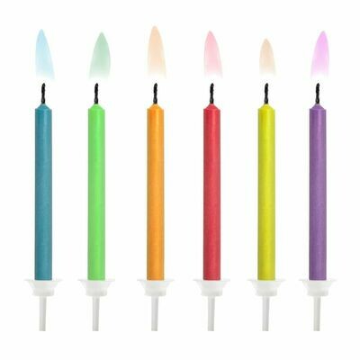 PartyDeco Birthday Candles -COLOURED FLAMES 6 τεμ. - Κεράκια Με χρωματιστή φλόγα