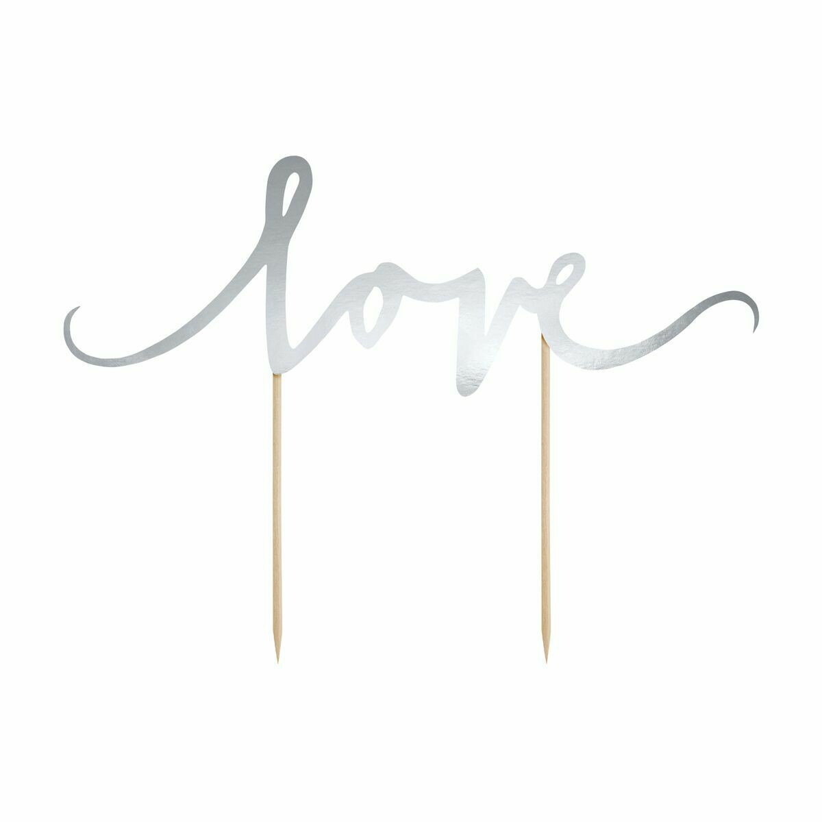PartyDeco Cake Topper &#39;Love&#39; - SILVER -Τόπερ Τούρτας Ασημί &#39;Love&#39;