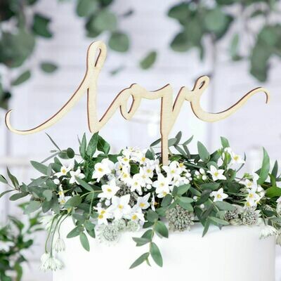 PartyDeco Cake Topper 'Love' - WOODEN -Τόπερ Τούρτας Ξύλινο 'Love'
