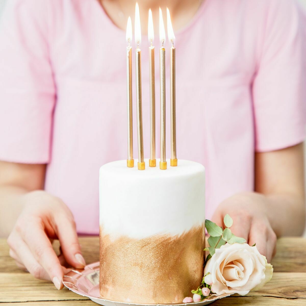 PartyDeco Birthday Candles -12εκ TALL PLAIN GOLD  12 τεμ - Χρυσά κεράκια 12εκ