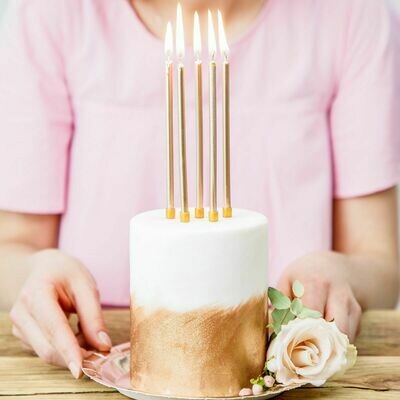 PartyDeco Birthday Candles -12εκ TALL PLAIN GOLD  12 τεμ - Χρυσά κεράκια 12εκ