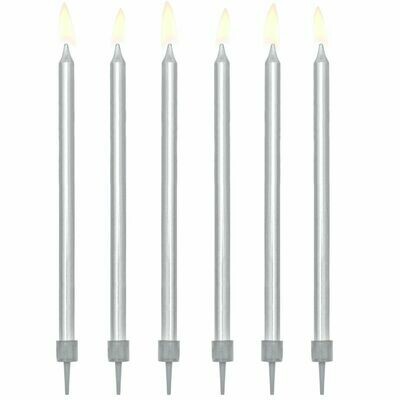 PartyDeco Birthday Candles -12εκ TALL PLAIN SILVER 12 τεμ - Ασημί κεράκια 12εκ PartyDeco Birthday Candles -12εκ TALL PLAIN SILVER 12 τεμ - Ασημί κεράκια 12εκ