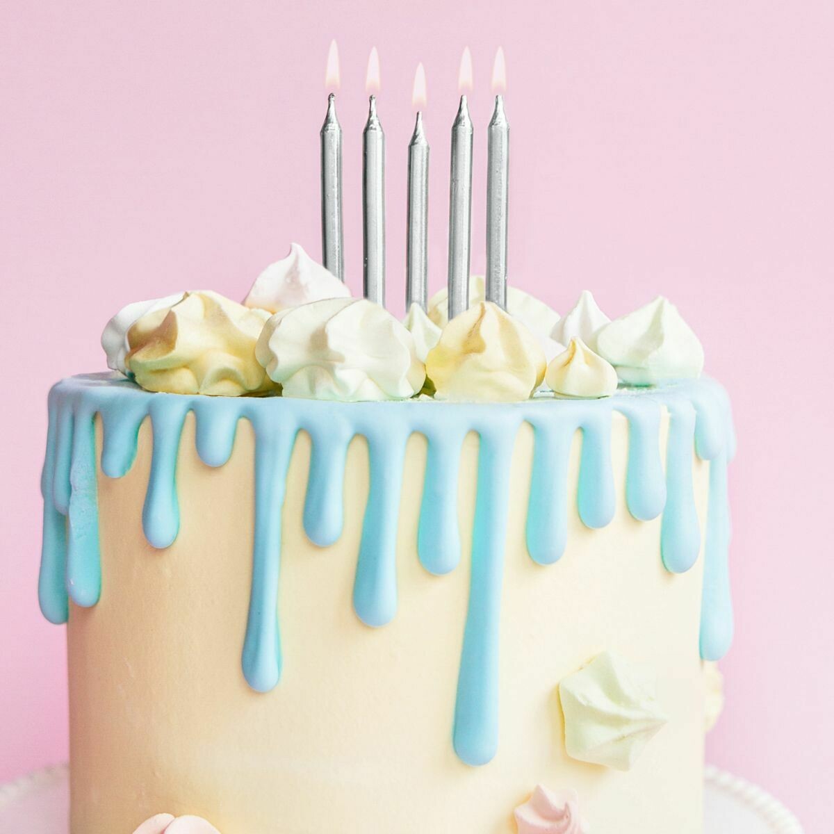 PartyDeco Birthday Candles -6εκ PLAIN SILVER 6 τεμ - Ασημένια κεράκια 6εκ