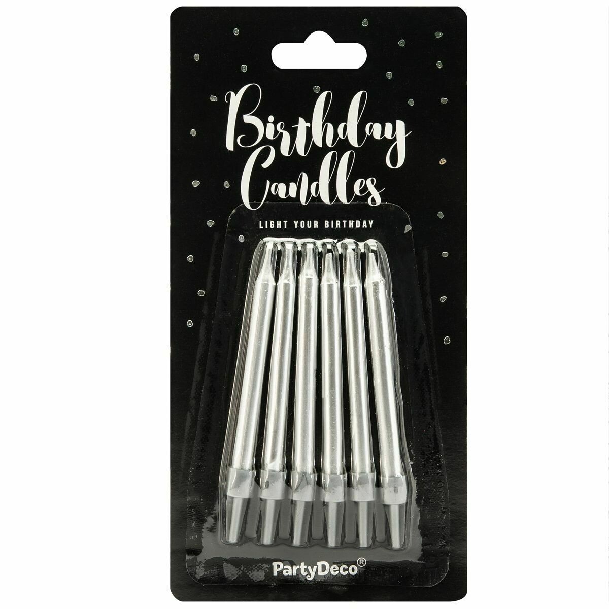 PartyDeco Birthday Candles -6εκ PLAIN SILVER 6 τεμ - Ασημένια κεράκια 6εκ