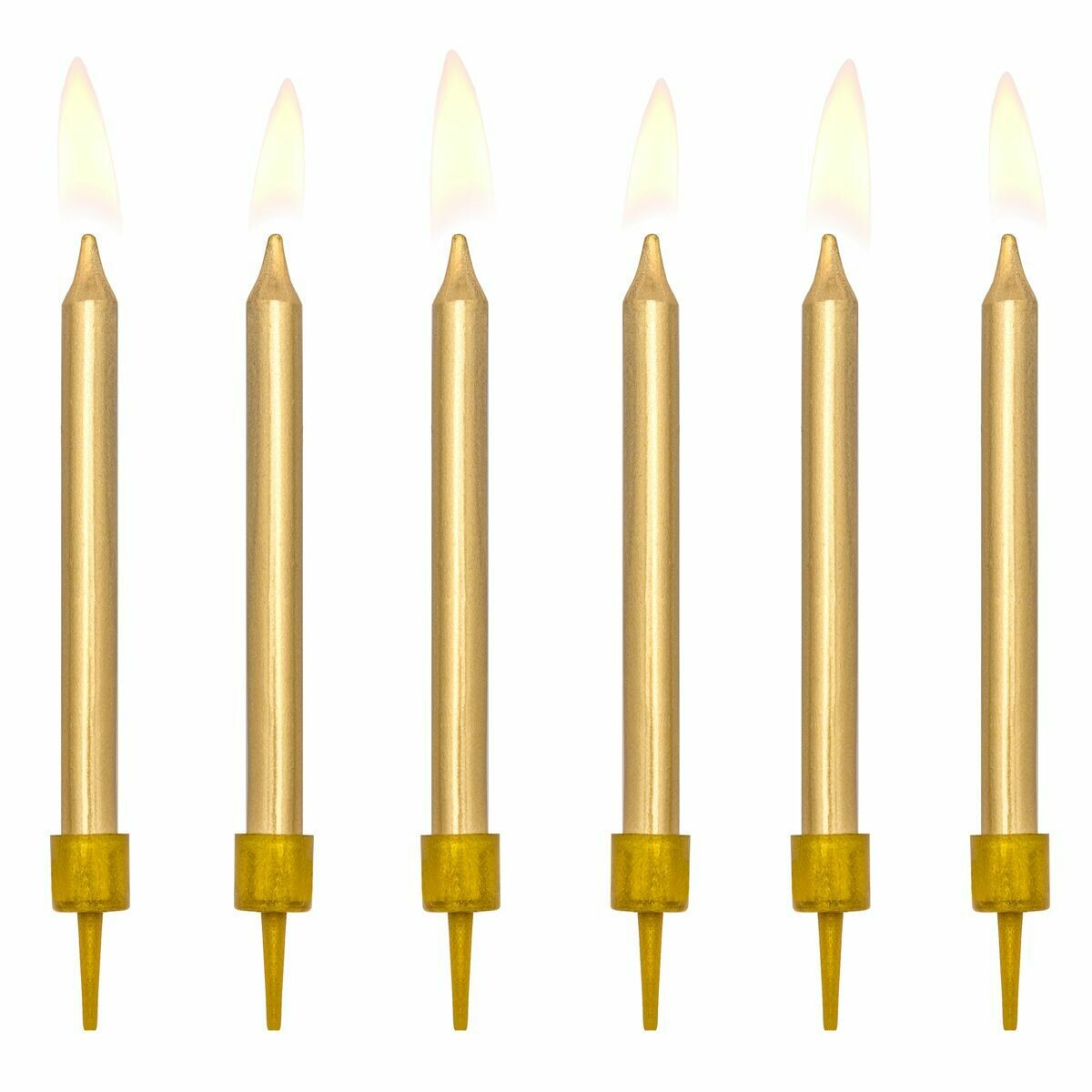 PartyDeco Birthday Candles -6εκ PLAIN GOLD 6 τεμ - Χρυσά Κεράκια 6εκ