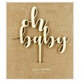 PartyDeco Cake Topper &#39;Oh Baby&#39; - WOODEN -Τόπερ Τούρτας Ξύλινο &#39;Oh Baby&#39;