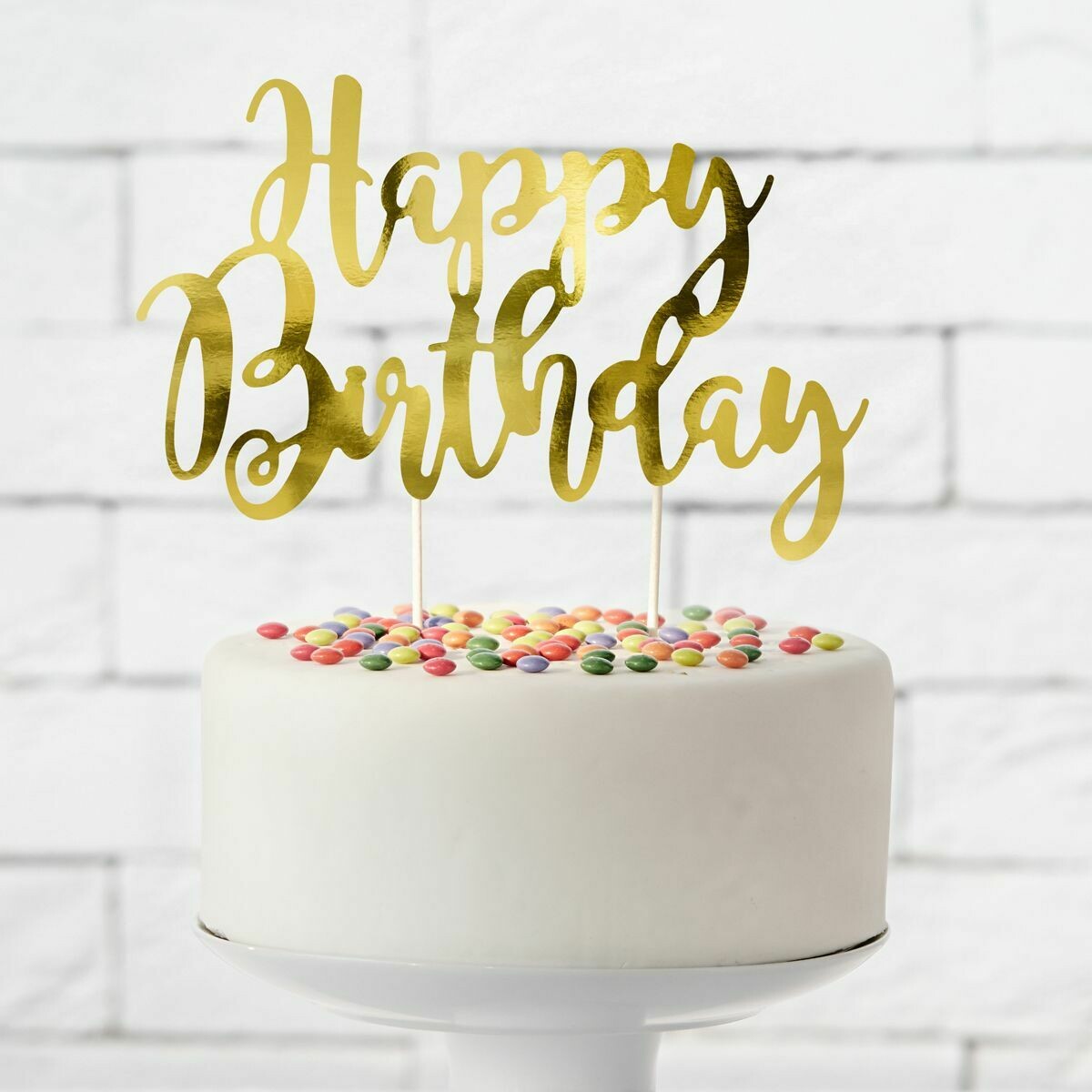 PartyDeco Cake Topper &#39;Happy Birthday&#39; - GOLD -Τόπερ Τούρτας Χρυσό - &#39;Happy Birthday&#39;