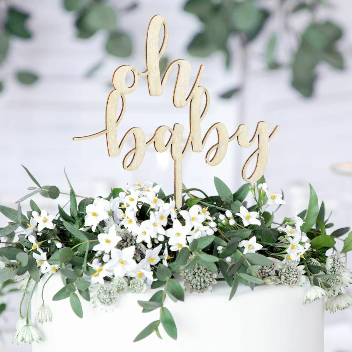 PartyDeco Cake Topper &#39;Oh Baby&#39; - WOODEN -Τόπερ Τούρτας Ξύλινο &#39;Oh Baby&#39;