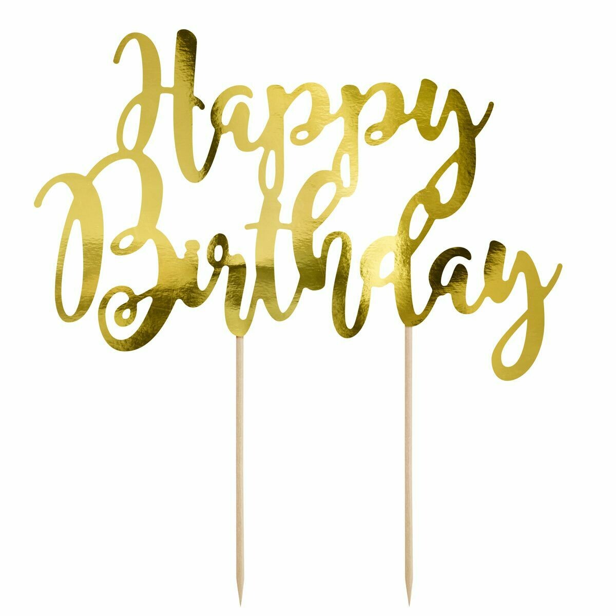 PartyDeco Cake Topper &#39;Happy Birthday&#39; - GOLD -Τόπερ Τούρτας Χρυσό - &#39;Happy Birthday&#39;