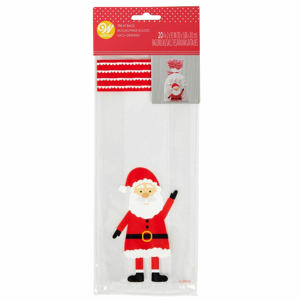 Wilton Christmas Treat Bags -SANTA CLAUS -Pack of 20 - 20τεμ Σακουλάκια για γλυκά με συρματάκια Άγιος Βασίλης