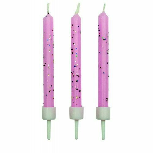 PME Candles -PINK GLITTER -Σετ 10τεμ Κεράκια με Γκλίτερ Ροζ