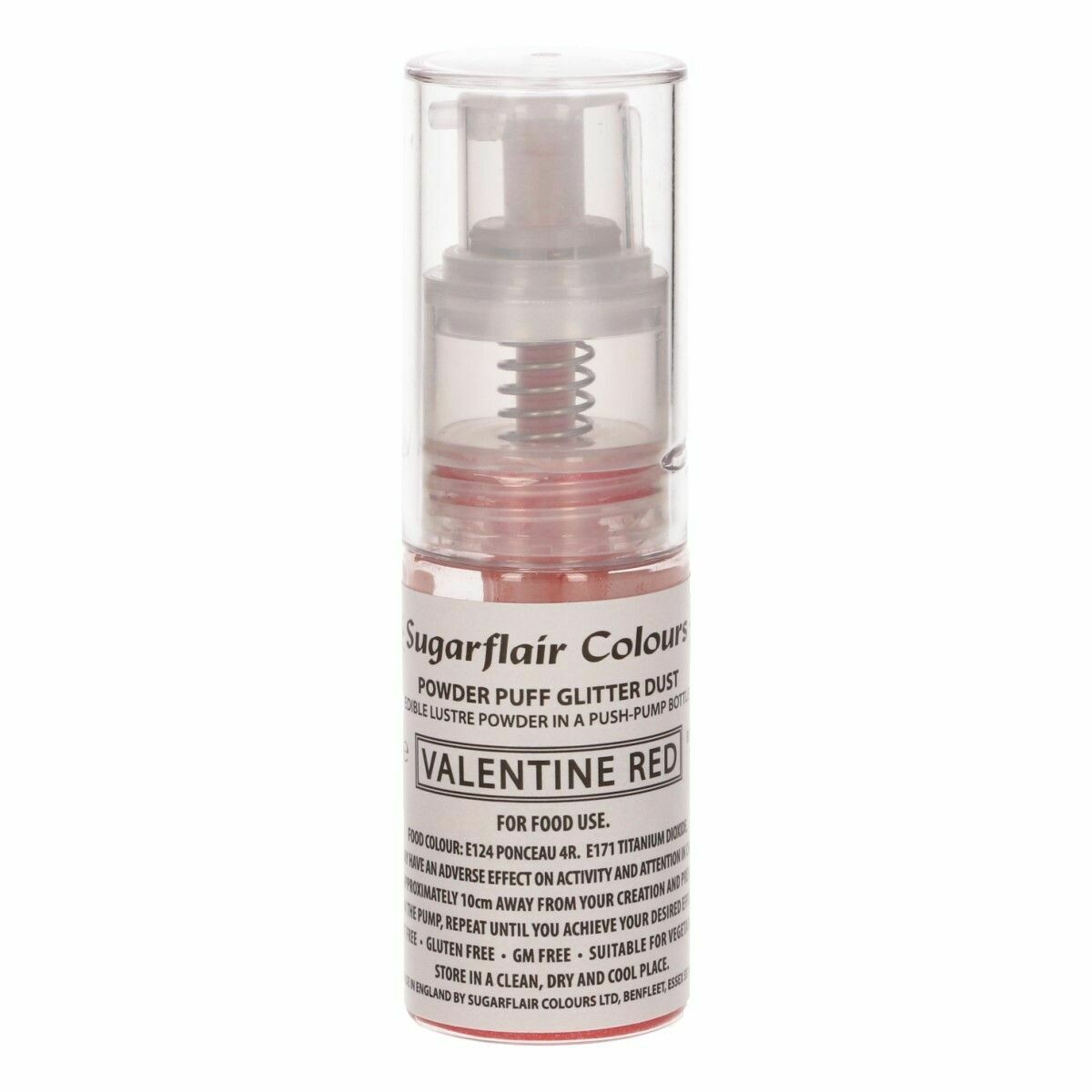 Sugarflair Powder Puff Glitter Dust Pump Spray -VALENTINE RED 30ml - Βρώσιμο Γκλίτερ σε σπρέι - Κόκκινο
