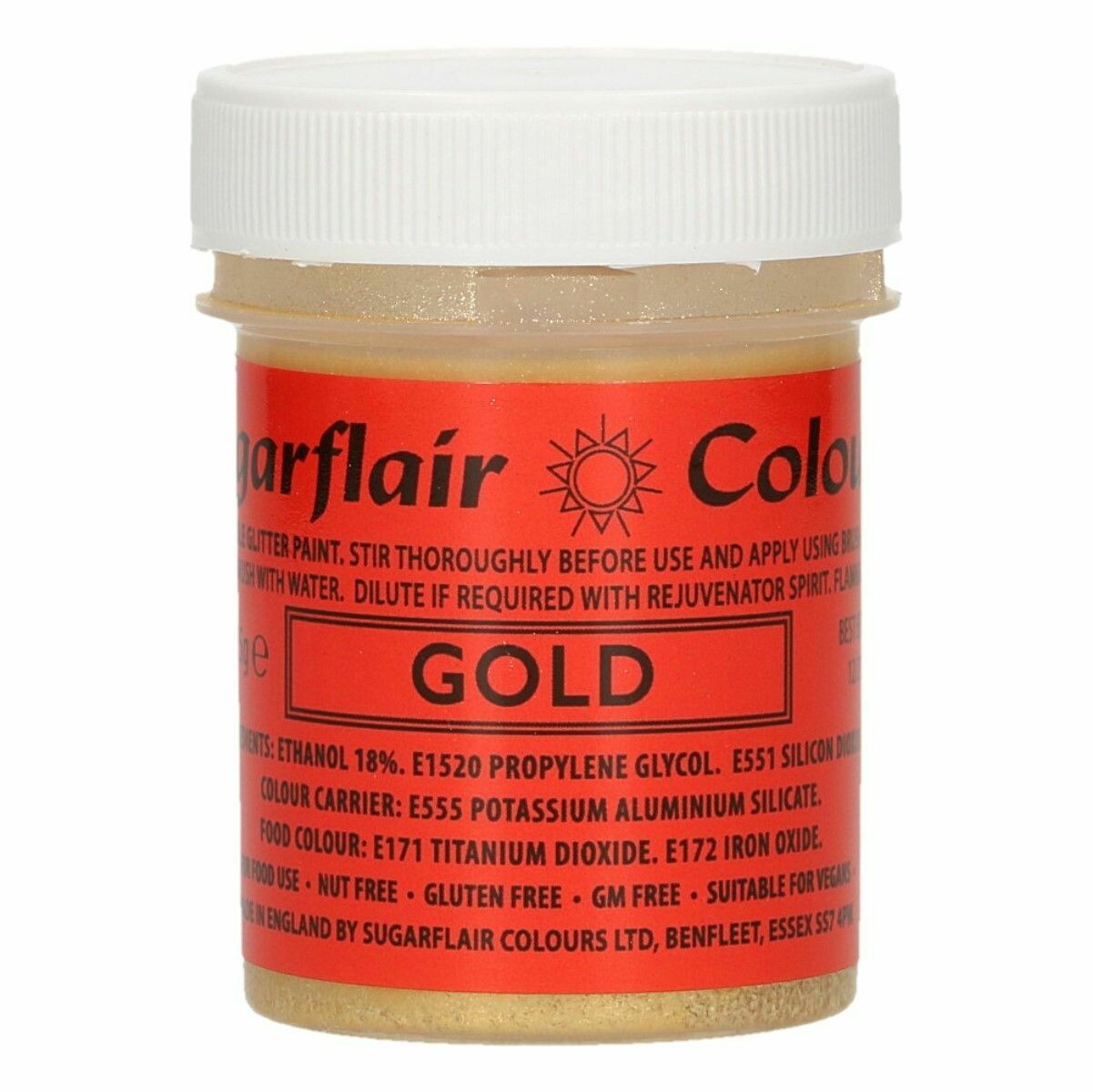 Sugarflair Food Paints -GLITTER GOLD -Βρώσιμο Χρώμα Ζωγραφικής -Γκλίτερ Χρυσό 35γρ