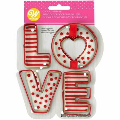 Wilton Valentine Cookie Cutter Set of 4 -'LOVE' -Σετ 4τεμ Κουπ πατ 'LOVE' Wilton Valentine Cookie Cutter Set of 4 -'LOVE' -Σετ 4τεμ Κουπ πατ 'LOVE'