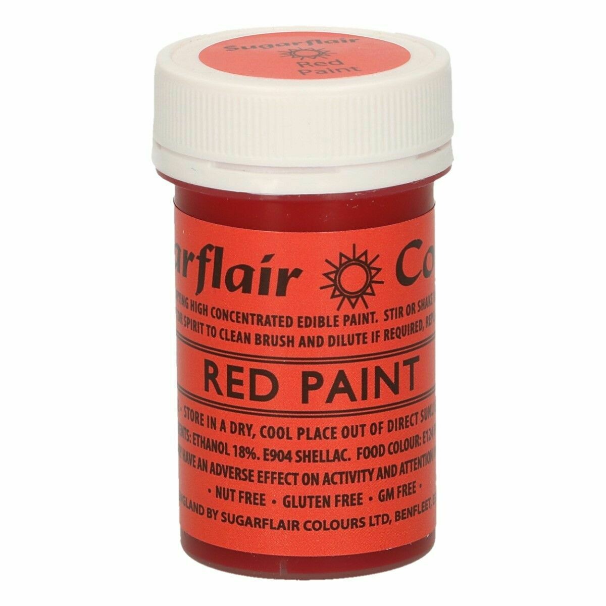 Sugarflair Matt Food Paints -RED -Ματ Βρώσιμο Χρώμα Ζωγραφικής -Κόκκινο 20γρ