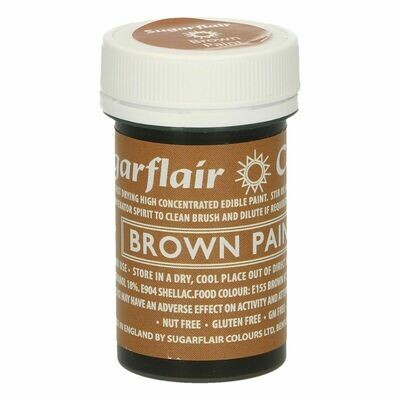 Sugarflair Matt Food Paints -BROWN -Ματ Βρώσιμο Χρώμα Ζωγραφικής -Καφέ 20γρ