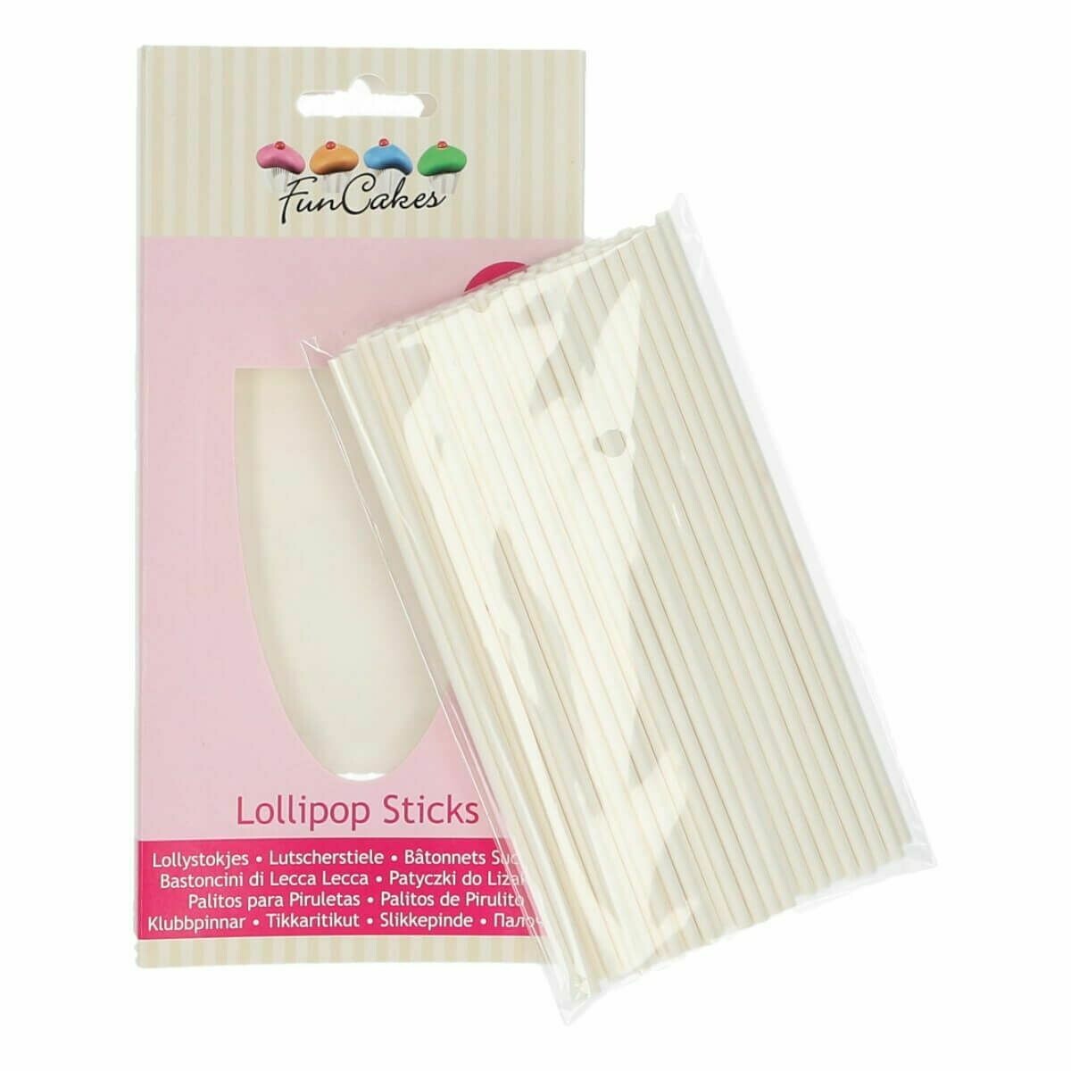 FunCakes Paper Cake Pop Sticks -WHITE - Χάρτινα Στικάκια για Κέικ Ποπς 15εκ 50 τεμ.