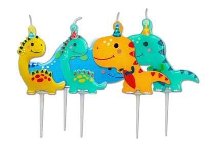 By AH -Shaped Candles -DINO PARTY Set of 5 - Κεράκια Δεινόσαυροι 5 τεμ