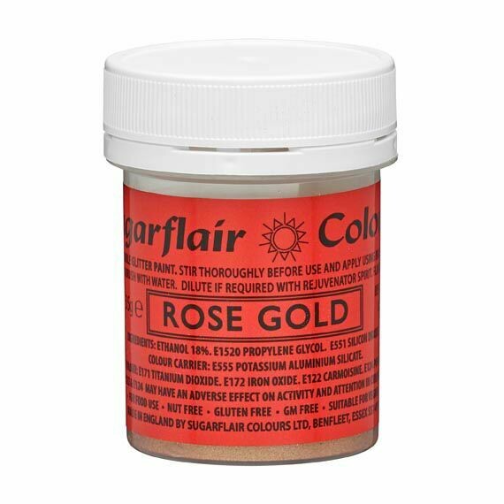 Sugarflair Food Paints -GLITTER ROSE GOLD -Βρώσιμο Χρώμα Ζωγραφικής -Γκλίτερ Ροζ Χρυσό 35γρ