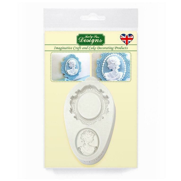 Katy Sue Silicone Mould -MINIATURE OVAL FRAME &amp; CAMEO 2 -Καλούπι Σιλικόνης Μινιατούρα Κάδρο Οβάλ &amp; Καμέο 2