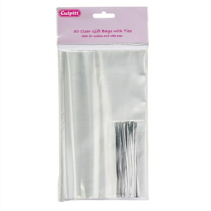 Culpitt Bags -Clear with Ties -LARGE -50τεμ Μεγάλα Διάφανα Σακουλάκια με Σύρμα 12x20 εκ