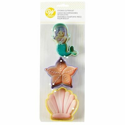 Wilton Cookie Cutter Set of 3 -SEA LIFE -MERMAID, STARFISH and SHELL - Σετ 3τεμ Κουπ πατ με θέμα τη Θάλασσα - ΓΟΡΓΟΝΑ, ΑΣΤΕΡΙΑΣ, ΚΟΧΥΛΙ