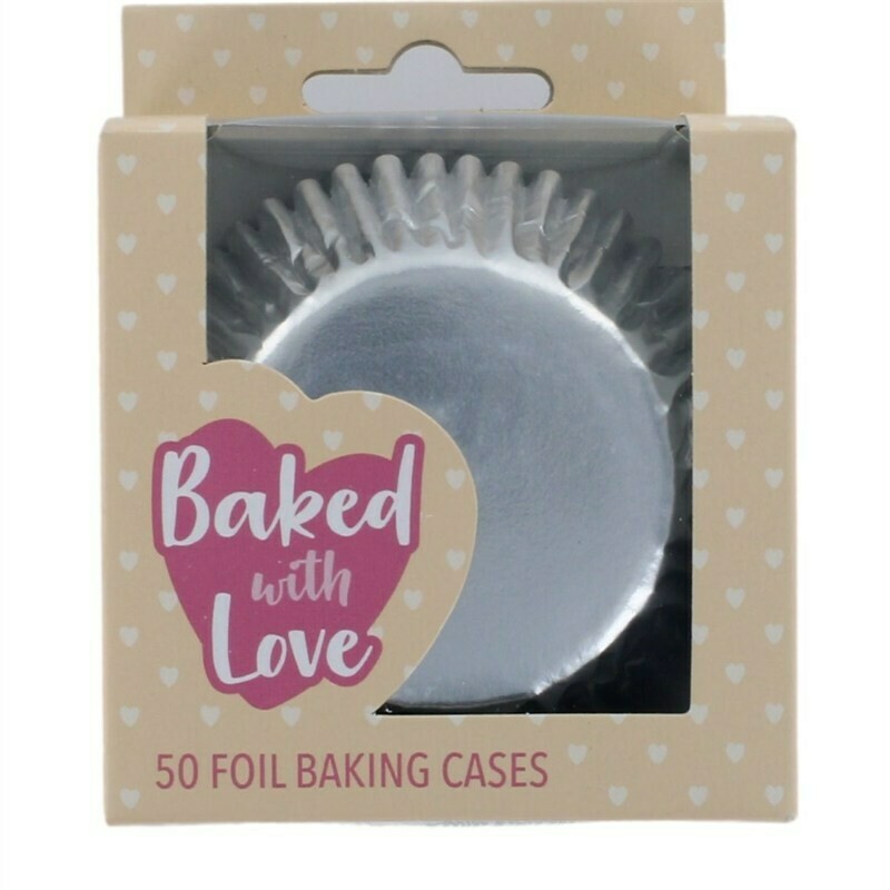 Baked With Love Cupcake Cases -METALLIC SILVER - Θήκες Ψησίματος -Μεταλλικό Ασημί 50 τεμ