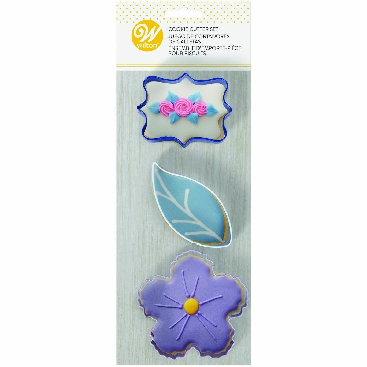 SALE!!! Wilton Cookie Cutter Set of 3 -FLORAL THEME -PLAQUE, LEAF and FLOWER - Σετ 3τεμ Κουπ πατ με θέμα Λουλούδια