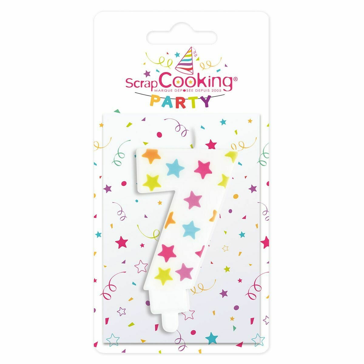 SALE!!! ScrapCooking Candle STARS No.7 - ΛΕΥΚΟ ΚΕΡΙ ΜΕ ΠΟΛΥΧΡΩΜΑ ΑΣΤΕΡΙΑ ΑΡΙΘΜΟΣ &#39;7&#39;