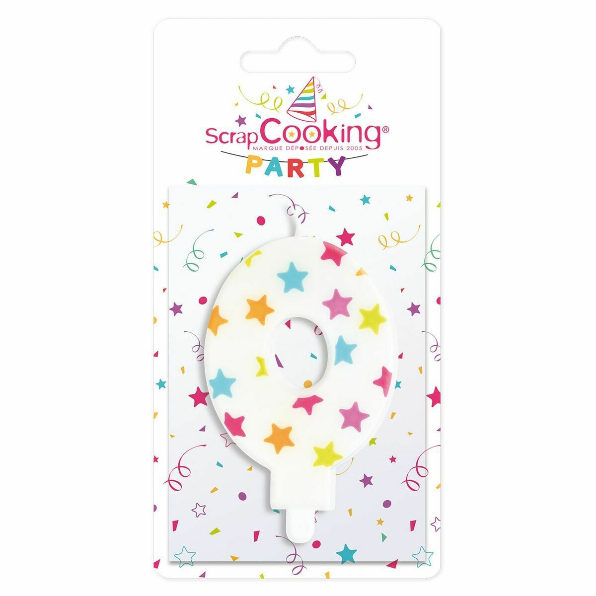 SALE!!! ScrapCooking Candle STARS No.0 - ΛΕΥΚΟ ΚΕΡΙ ΜΕ ΠΟΛΥΧΡΩΜΑ ΑΣΤΕΡΙΑ ΑΡΙΘΜΟΣ &#39;0&#39;