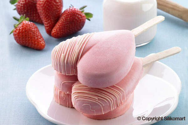Silikomart Ice Cream Mould -MINI HEART  - Καλούπι Καρδιές με 50 Ξυλάκια για Popsicles &amp; Cakesicles