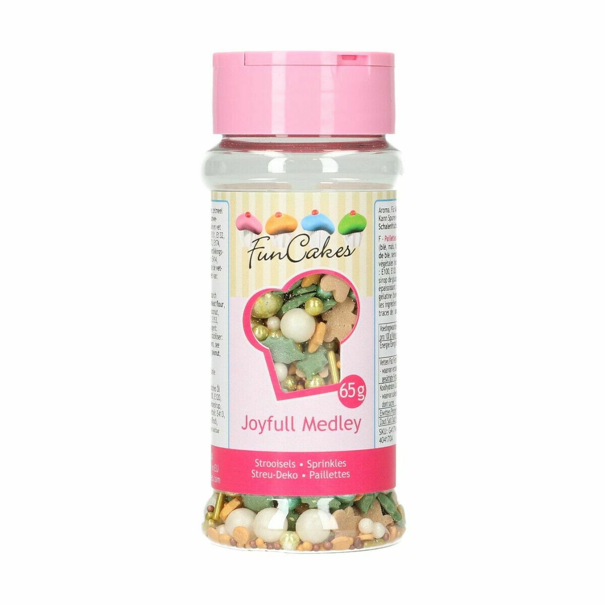 FunCakes Sprinkle Mix 65γρ -JOYFUL MEDLEY - Μείγμα  Ζαχαρωτών Χριστουγεννιάτικο με Μπισκοτανθρωπάκια και Φύλλα γκι