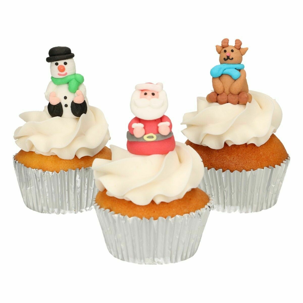 FunCakes Sugar Decorations 3D Christmas Figures Set of 3- Χριστουγεννιάτικα Ζαχαρωτά 3D - ΑΓΙΟΣ ΒΑΣΙΛΗΣ, ΡΟΥΝΤΟΛΦ, ΧΙΟΝΑΝΘΡΩΠΟΣ