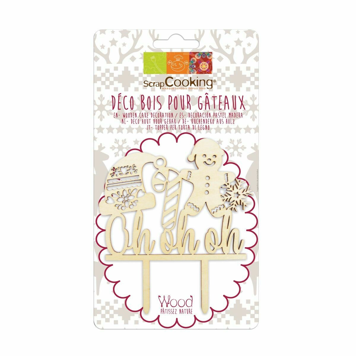 SALE!!! Scrapcooking Cake Topper Wood &#39;Oh Oh Oh&#39; - Ξύλινο τόπερ Χριστουγεννιάτικο