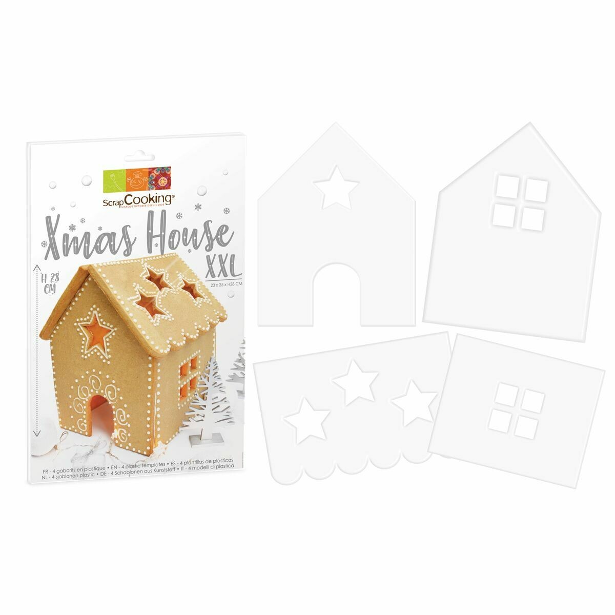 Scrapcooking Cookie Template XXL Xmas House Set of 4 - Σετ 4τεμ πλαστικά πατρόν για μεγάλο Μπισκοτόσπιτο