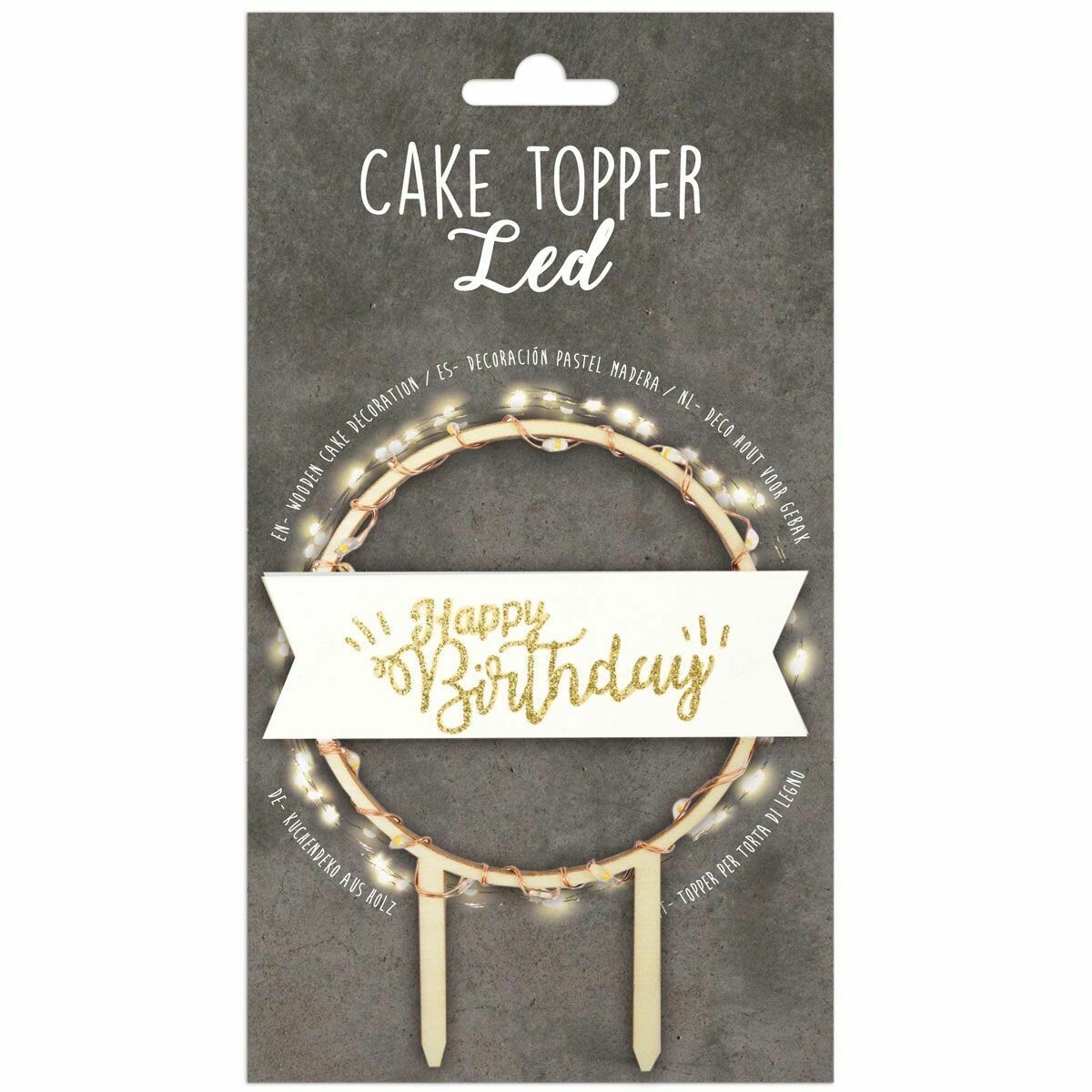 Scrapcooking Cake Topper LED 'Happy Birthday' - Τόπερ 'Happy Birthday' με φωτάκια Led