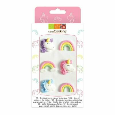 Scrapcooking Sugar Decorations UNICORN  6 τεμ - Βρώσιμα Διακοσμητικά Ζαχαρωτά Μονόκερος
