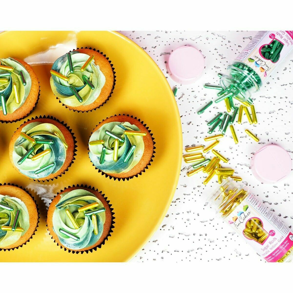 FunCakes Sprinkles -Metallic Sugar Rods XL GOLD - Μείγμα Ζαχαρωτών Ράβδοι σε Χρυσό χρώμα 70γρ