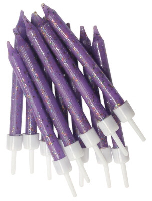 By AH -Candles -Set of 12 GLITTER PURPLE -Κεράκια με Γκλίτερ Μωβ 12 τεμ