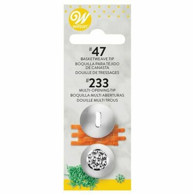 WILTON Nozzles Set of 2 -No.47 &amp; No.233 - Σετ μύτες κορνέ Μαλλιά/Γρασίδι και Καλάθι